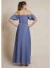 Cold Shoulder Bluebell Crepe Empire Waist Bridesmaid Dress